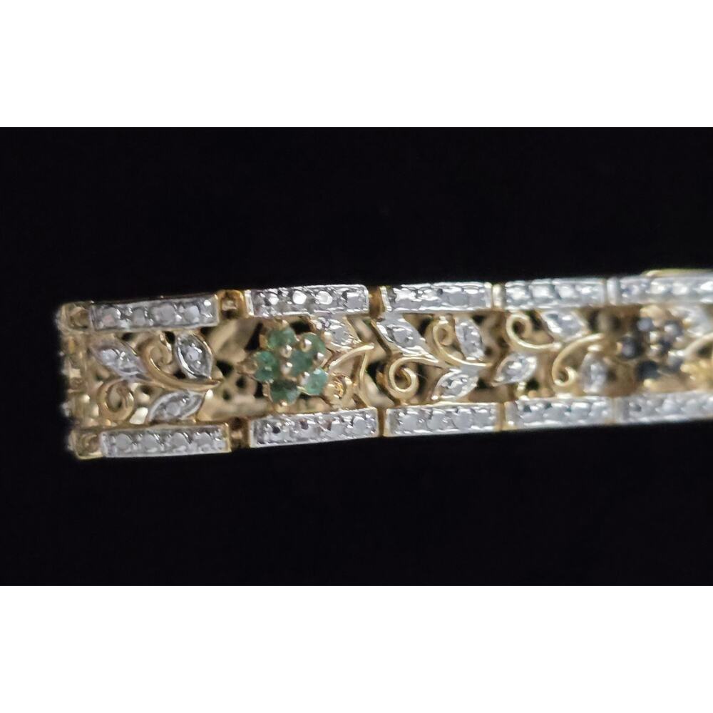 Ross Simons 925 Sterling Silver Gold Vermeil Ruby Emerald Sapphire Bracelet 7.5" - Picture 7 of 16
